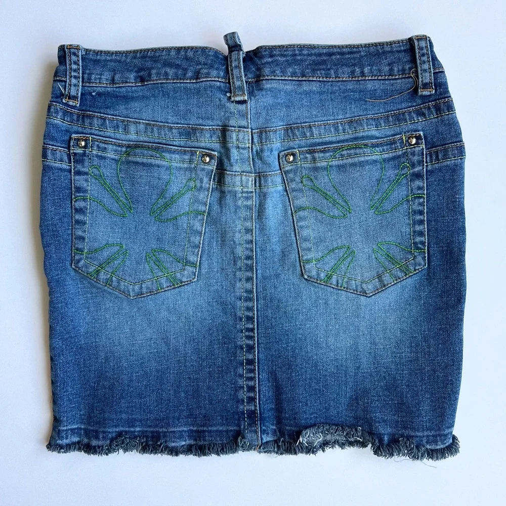 Y2K/90s Vintage Blue Asphalt Denim Mini Skirt